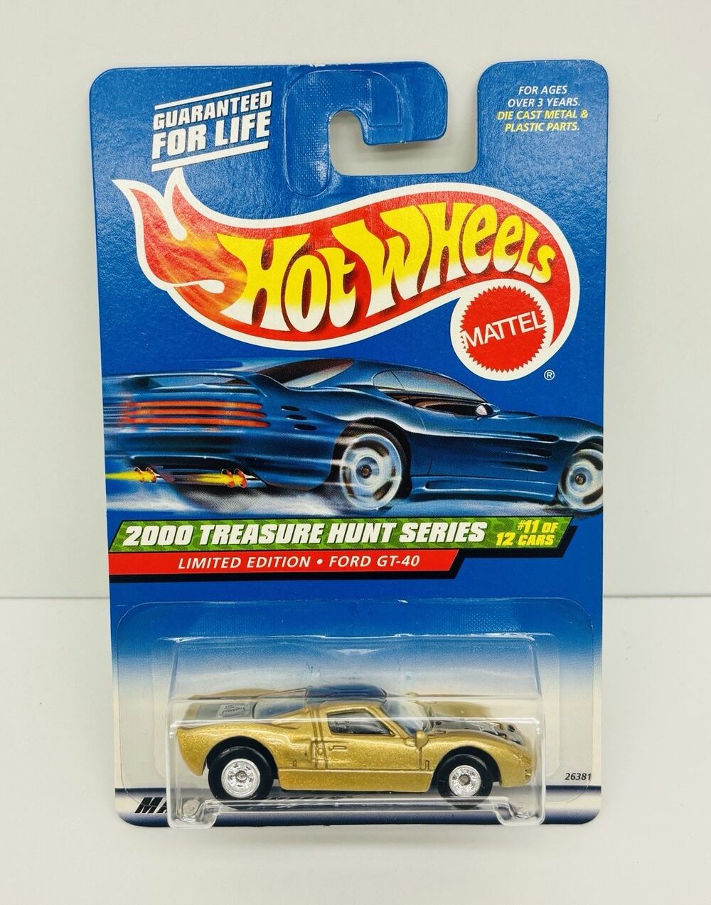Hot Wheels Ford GT-40 Gold 2000 Treasure Hunt Series #11 of 12 w/ Protector Case